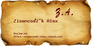 Zisencsák Alex névjegykártya